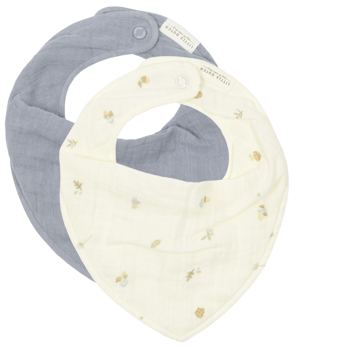 Little Dutch - Bandana bib muslin 2-er Set Forest Treasures & Denim Blue
